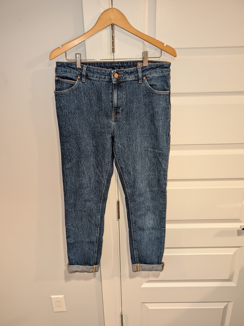 ASOS Men's Denim Wash Slim Tapered Jeans Cuffed Hem Size 34x30